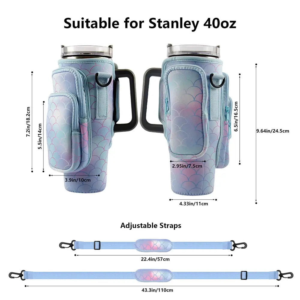 30oz 40oz Insulated Water Bottle Cover Stanley Cup Sleeve - BeautiMass