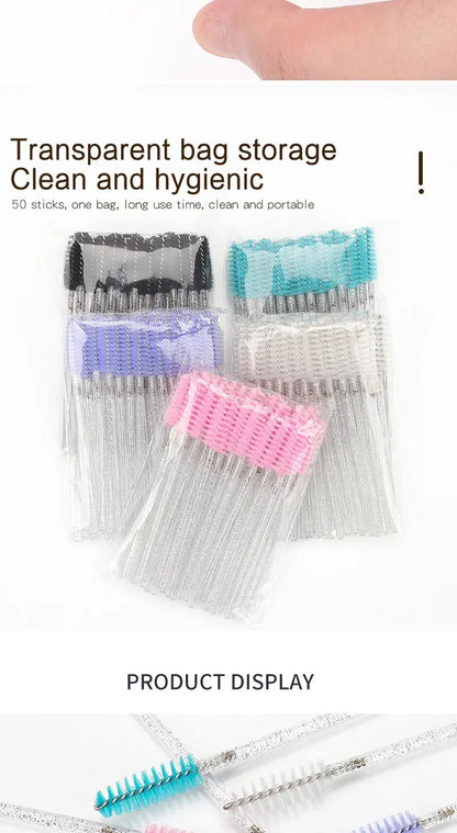 50 Pcs Cosmetic Eyelash Brush Eye Lash Makeup - BeautiMass