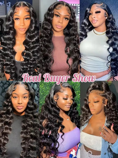 40 Inch Loose Deep Wave 13x6 HD Lace Frontal Human Hair Wig Brazilian Curly 13x4 - BeautiMass