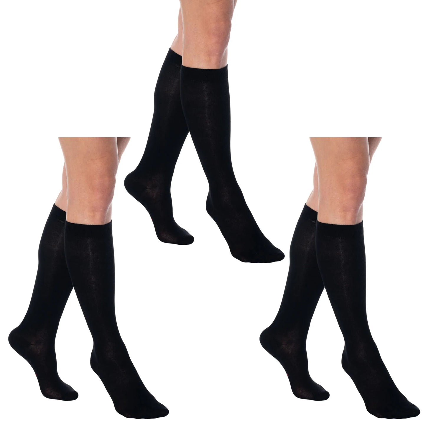 Women's Knee High Socks 3 Pairs Combed Cotton Over The Calf Long Socks - BeautiMass