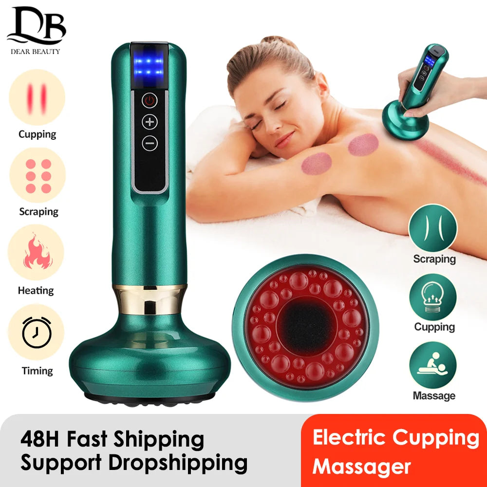 Electric Cupping Massager Vacuum Suction Cup Anti Cellulite Health Scraping Infrared Heat - BeautiMass