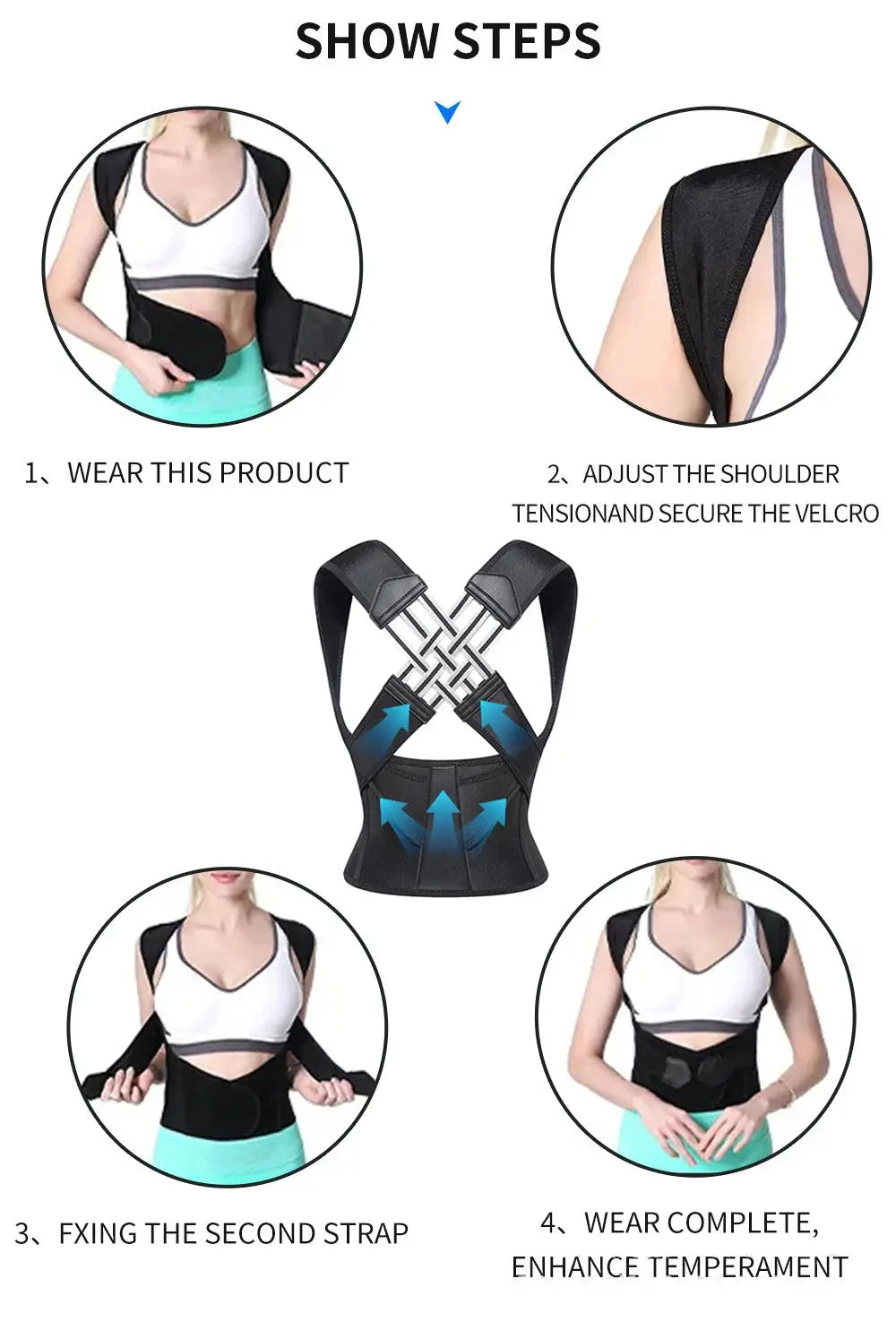 Adjustable Back Support Strap Prevent Spinal Distortion & Hunchback - BeautiMass