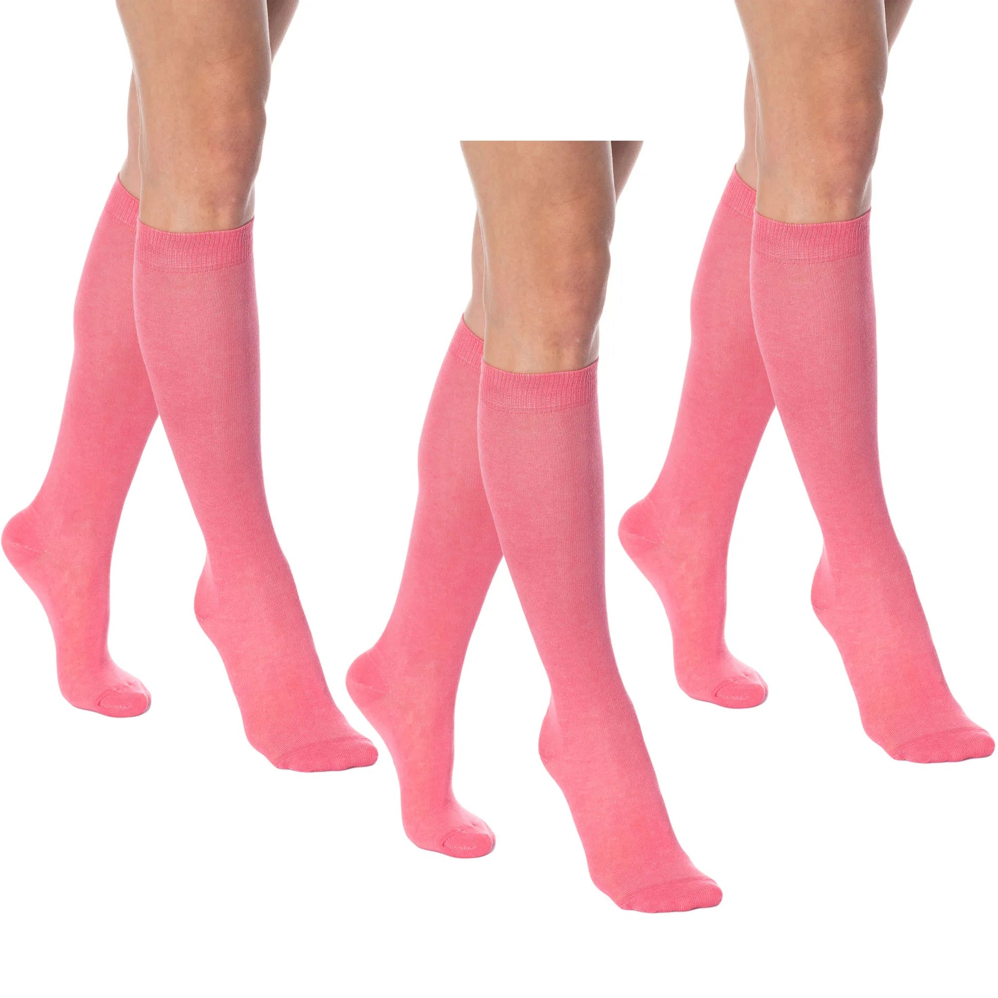 Women's Knee High Socks 3 Pairs Combed Cotton Over The Calf Long Socks - BeautiMass