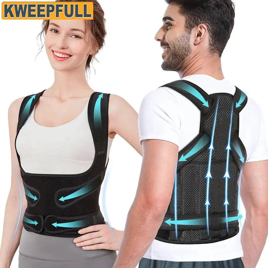 Back Brace and Posture Corrector for Women Men, Adjustable - BeautiMass