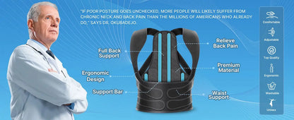 Back Brace and Posture Corrector for Women Men, Adjustable - BeautiMass