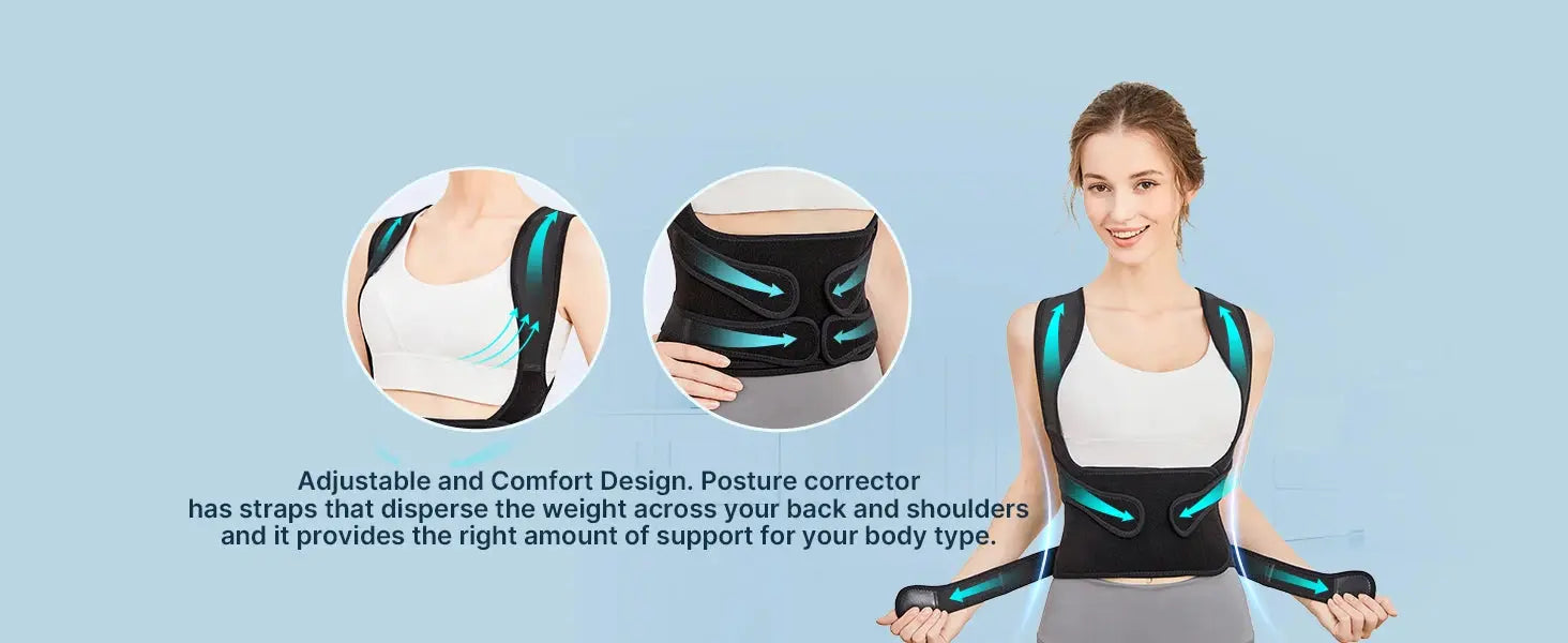 Back Brace and Posture Corrector for Women Men, Adjustable - BeautiMass