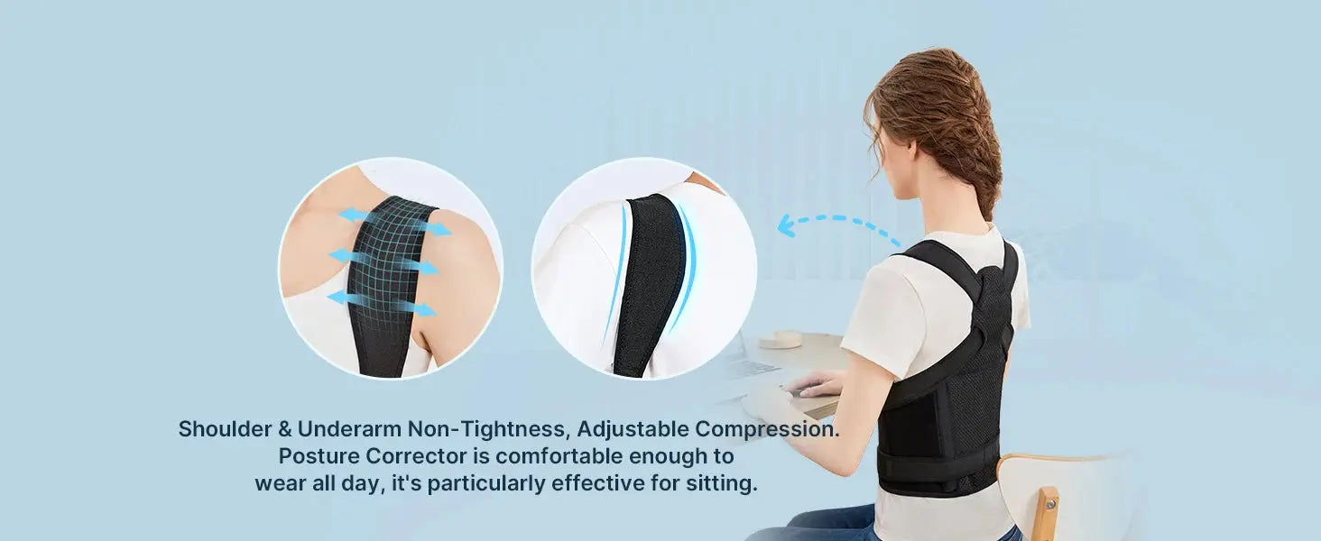 Back Brace and Posture Corrector for Women Men, Adjustable - BeautiMass