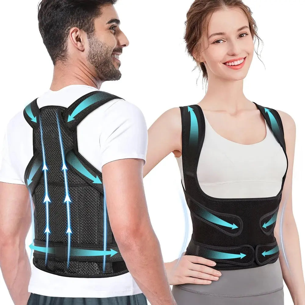 Back Brace and Posture Corrector for Women Men, Adjustable - BeautiMass