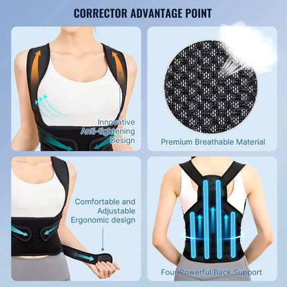 Back Brace and Posture Corrector for Women Men, Adjustable - BeautiMass