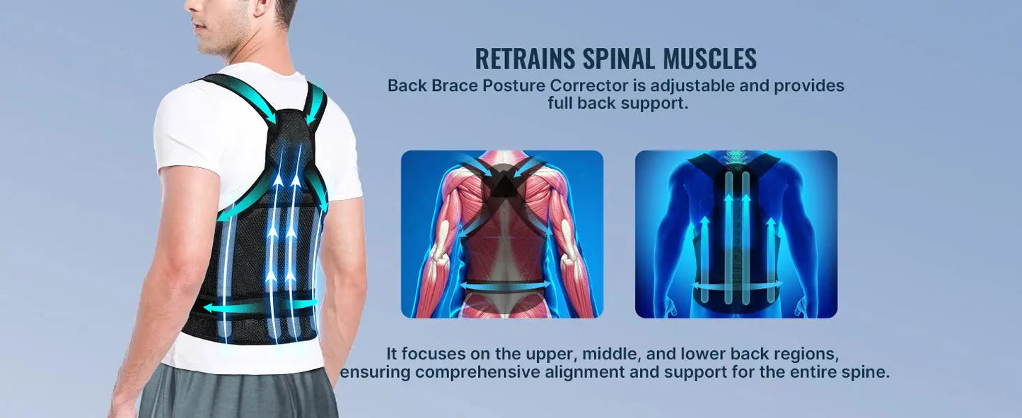 Back Brace and Posture Corrector for Women Men, Adjustable - BeautiMass