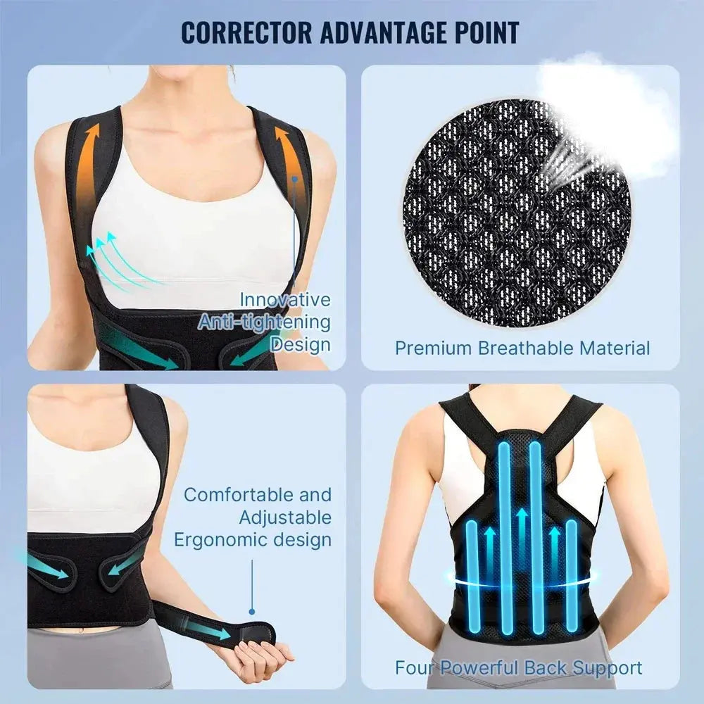 Back Posture Corrector Full Upper Lower Neck Shoulder Spine - BeautiMass