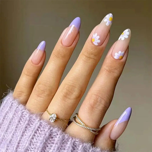 Ballerina Nail Tip Purple with Design Manicure Patches - BeautiMass