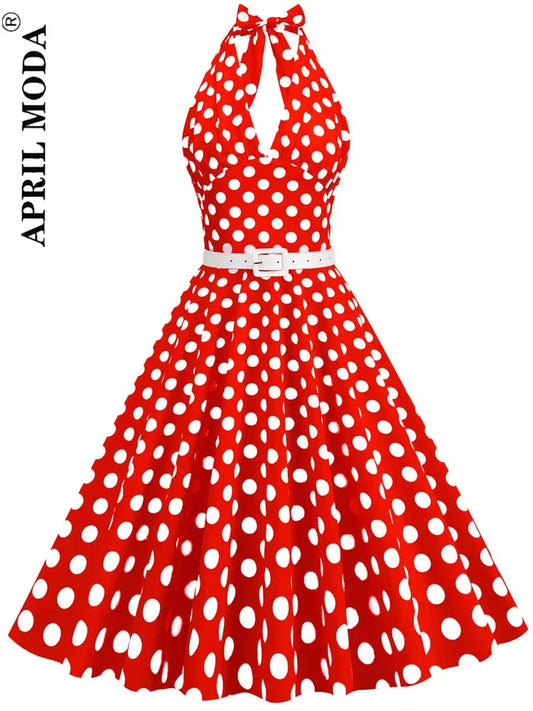 Belt Polka Dot Vintage Dresses 50s Robe De Cockltail - BeautiMass