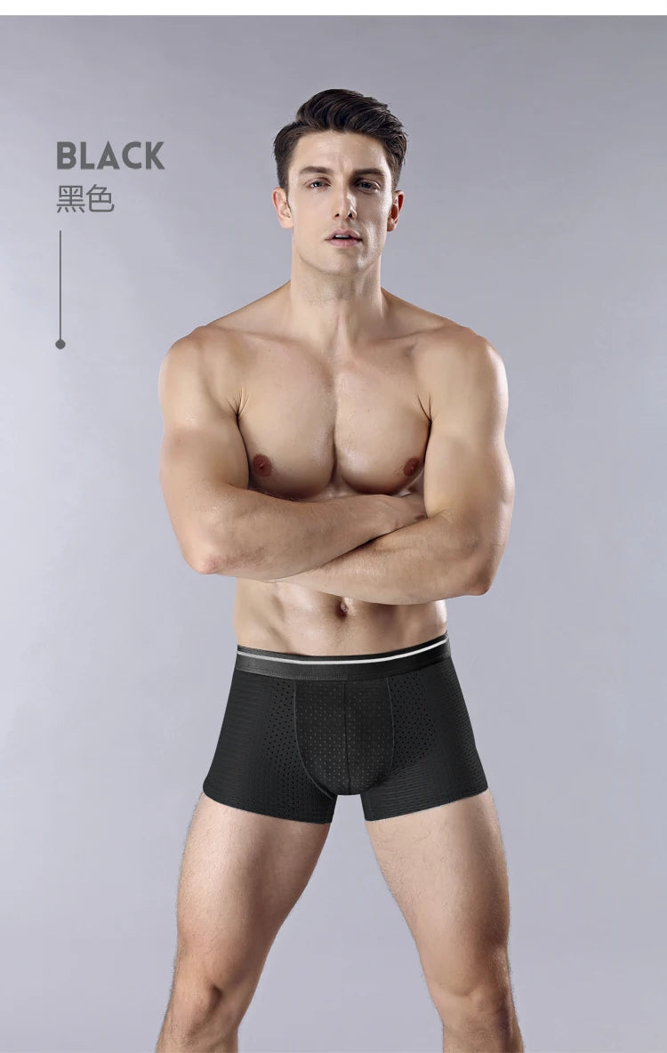 8pcs/Lot Men's Ice Silk Man Shorts Boxers Underwear Homme Bamboo Hole Large Size L-5XL - BeautiMass