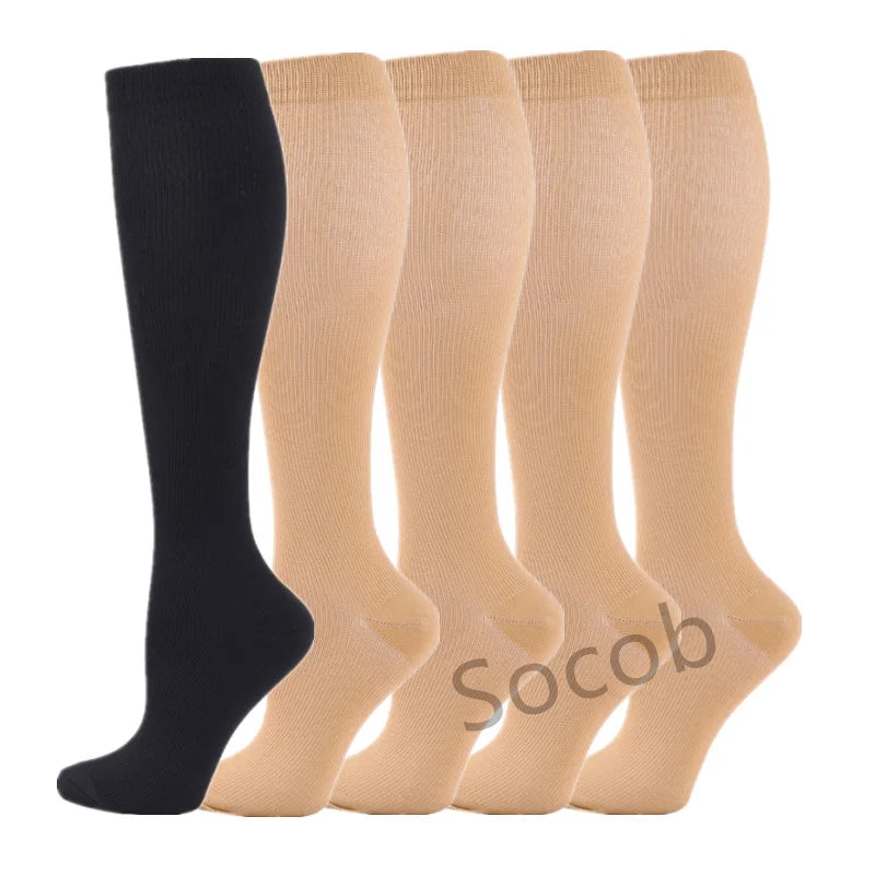 5 Pair/Pack Compression Socks Running Sport Socks Knee High - BeautiMass