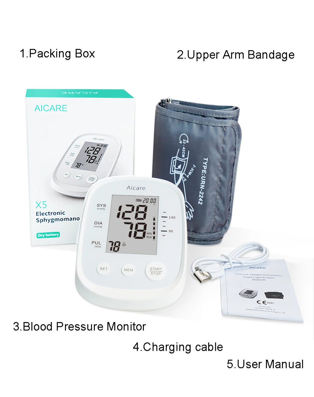 AICARE Digital Tonometer Upper Arm Blood Pressure Monitor - BeautiMass