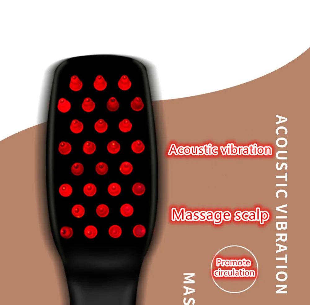 Advanced Hair Growth Electric Vibration Massage Comb with Blue and Red Light Hair Therapy - BeautiMass