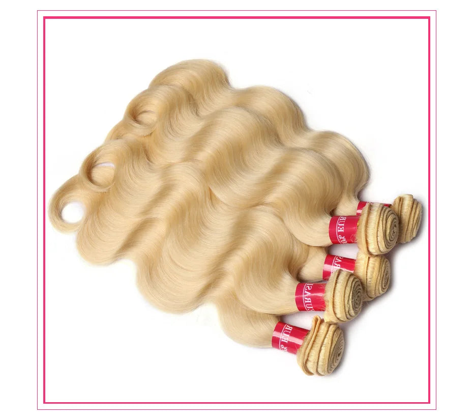 Alimonica Bundles 613 Honey Blonde Remy Brazilian Body Wave Hair Weave Weft Remy Human Hair - BeautiMass