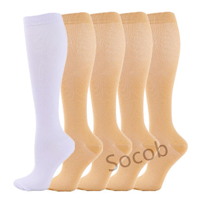 5 Pair/Pack Compression Socks Running Sport Socks Knee High - BeautiMass