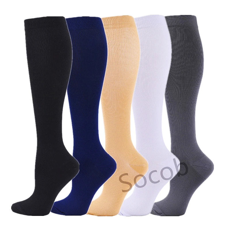 5 Pair/Pack Compression Socks Running Sport Socks Knee High - BeautiMass