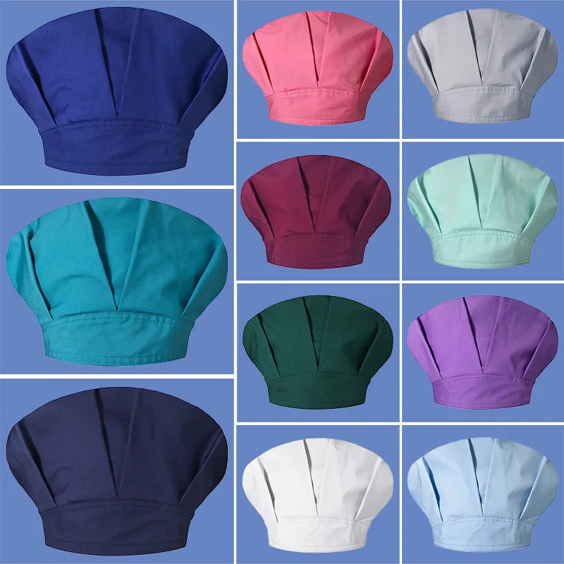 Women Scrubs Hats Unisex Adjustable Cotton Sweatband Cap Head Cover - BeautiMass