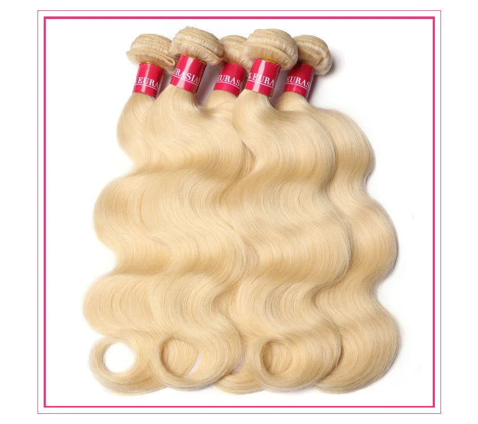 Alimonica Bundles 613 Honey Blonde Remy Brazilian Body Wave Hair Weave Weft Remy Human Hair - BeautiMass