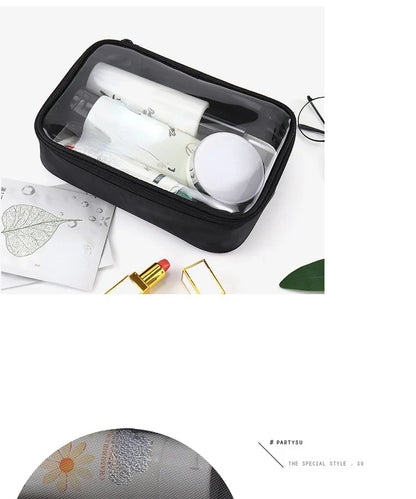 Waterproof Transparent Cosmetic Makeup Travel Zipper Clear bag - BeautiMass