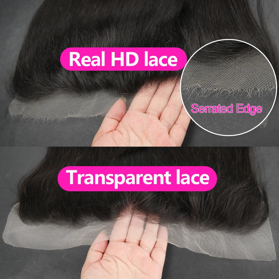 Body Wave Human Hair Bundles with 13x6 HD Lace Frontal Brazilian Remy Melt Skins Hair Extensions - BeautiMass