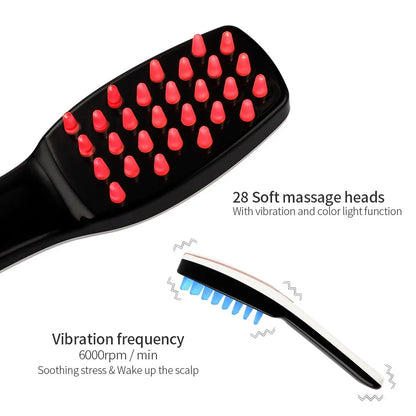 Advanced Hair Growth Electric Vibration Massage Comb with Blue and Red Light Hair Therapy - BeautiMass