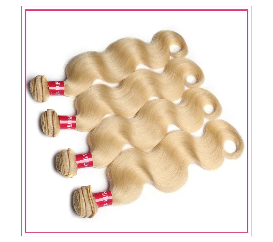 Alimonica Bundles 613 Honey Blonde Remy Brazilian Body Wave Hair Weave Weft Remy Human Hair - BeautiMass