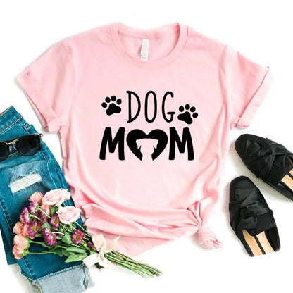 Women T Shirt Dog Mom PAW Print Short Sleeve O Neck Loose T-shirt - BeautiMass