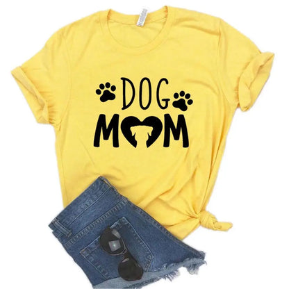 Women T Shirt Dog Mom PAW Print Short Sleeve O Neck Loose T-shirt - BeautiMass