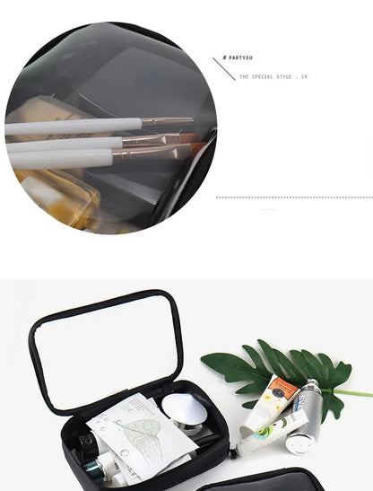 Waterproof Transparent Cosmetic Makeup Travel Zipper Clear bag - BeautiMass