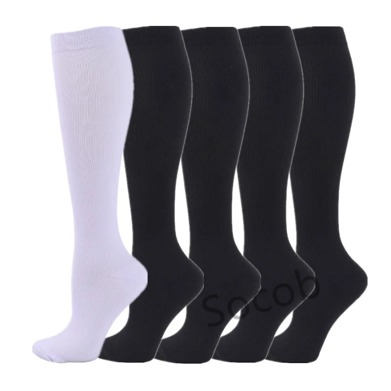 5 Pair/Pack Compression Socks Running Sport Socks Knee High - BeautiMass