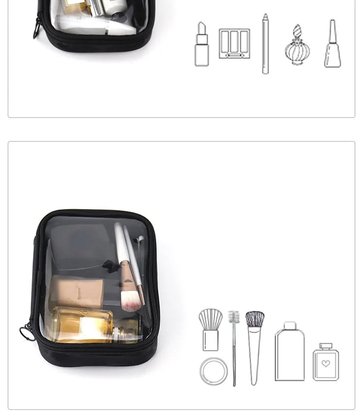 Waterproof Transparent Cosmetic Makeup Travel Zipper Clear bag - BeautiMass