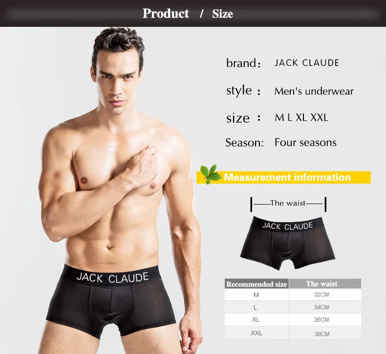 4Pcs Men Underwear Boxer Panties Soft Underpants Boxer Men Calzoncillos homme - BeautiMass