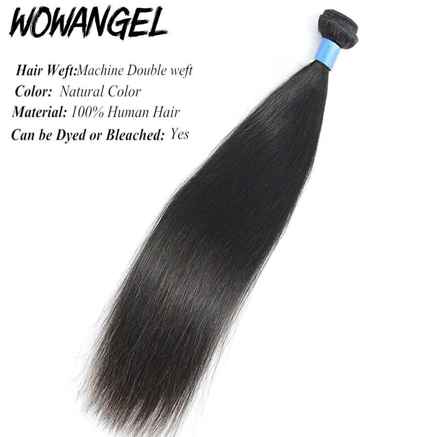 Wow Angel Straight 28 30 Inch Remy Brazilian Human Hair Bundles 100% Silky Hair 3/4 Extensions - BeautiMass