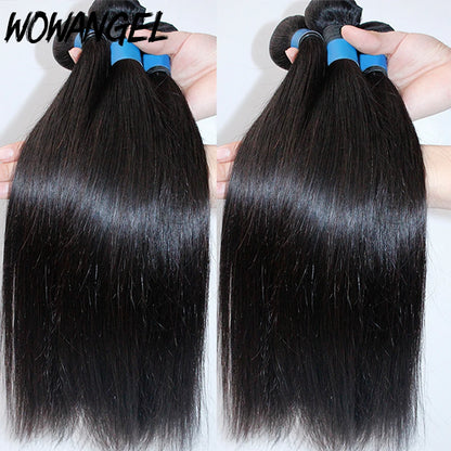 Wow Angel Straight 28 30 Inch Remy Brazilian Human Hair Bundles 100% Silky Hair 3/4 Extensions - BeautiMass