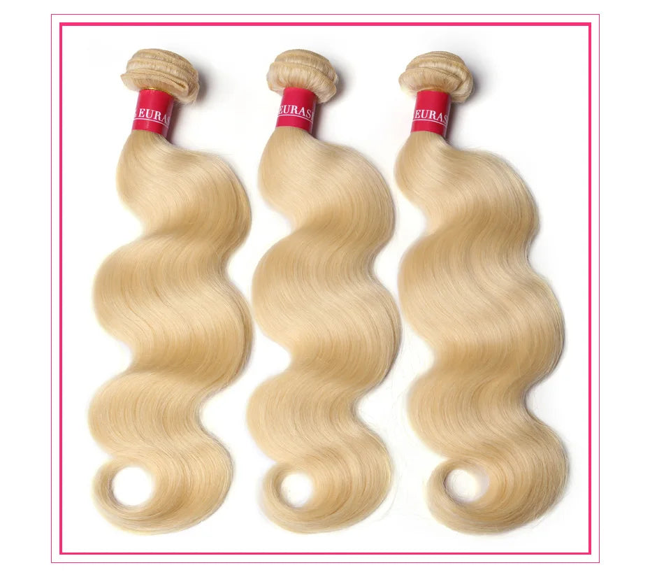 Alimonica Bundles 613 Honey Blonde Remy Brazilian Body Wave Hair Weave Weft Remy Human Hair - BeautiMass