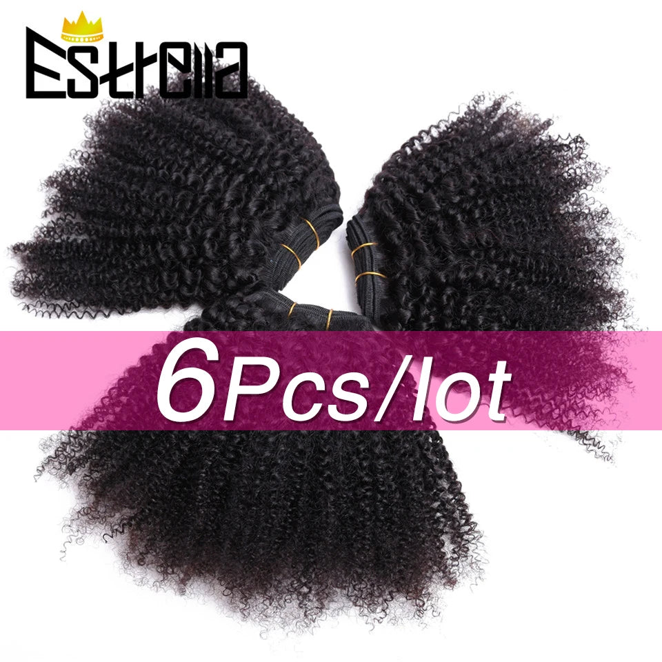 Afro Curly Hair 100% Remy Mongolian Human Hair 6Pcs/Lot Bundles Human Hair Extensions - BeautiMass