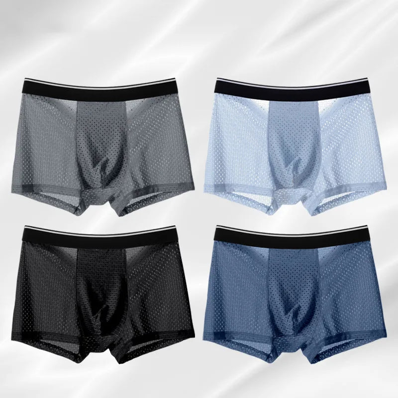 8pcs/Lot Men's Ice Silk Man Shorts Boxers Underwear Homme Bamboo Hole Large Size L-5XL - BeautiMass