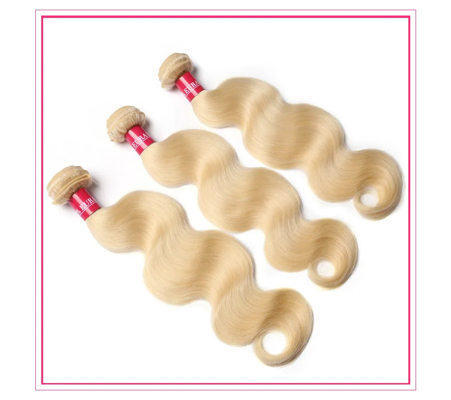 Alimonica Bundles 613 Honey Blonde Remy Brazilian Body Wave Hair Weave Weft Remy Human Hair - BeautiMass