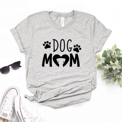 Women T Shirt Dog Mom PAW Print Short Sleeve O Neck Loose T-shirt - BeautiMass