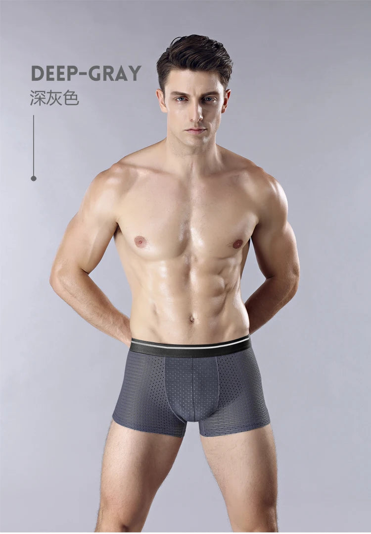 8pcs/Lot Men's Ice Silk Man Shorts Boxers Underwear Homme Bamboo Hole Large Size L-5XL - BeautiMass