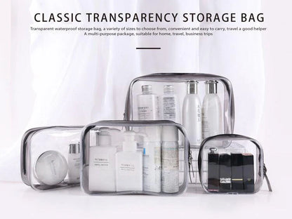 Waterproof Transparent Cosmetic Makeup Travel Zipper Clear bag - BeautiMass