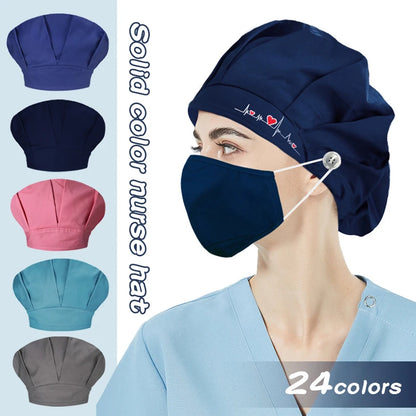 Women Scrubs Hats Unisex Adjustable Cotton Sweatband Cap Head Cover - BeautiMass