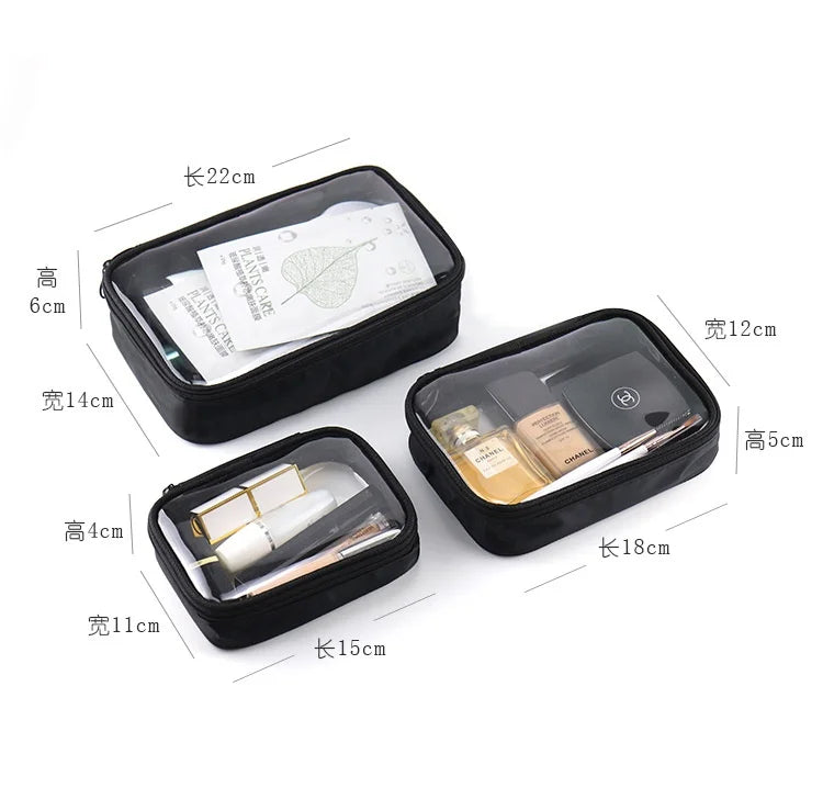 Waterproof Transparent Cosmetic Makeup Travel Zipper Clear bag - BeautiMass