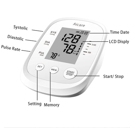 AICARE Digital Tonometer Upper Arm Blood Pressure Monitor - BeautiMass