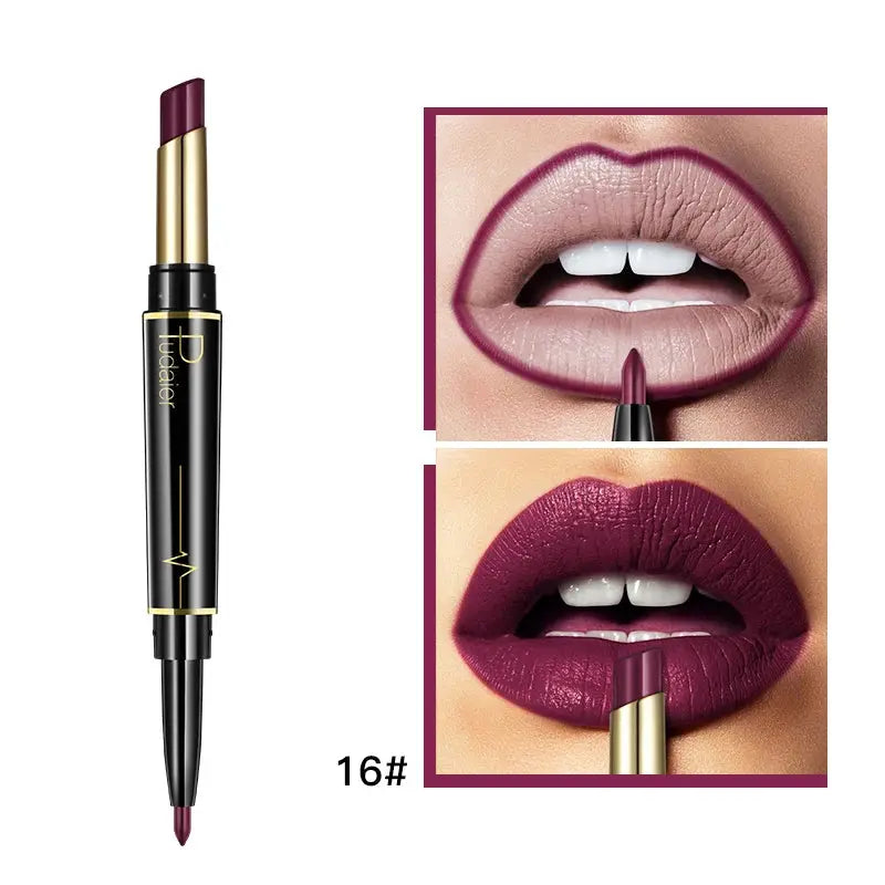 Makeup 2 in 1 Matte Lipstick & Lip Liner Nude Pencil - BeautiMass