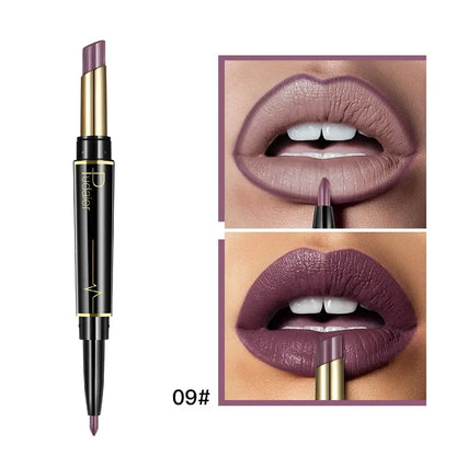 Makeup 2 in 1 Matte Lipstick & Lip Liner Nude Pencil - BeautiMass